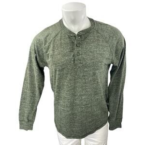Gap Men's Green Long Sleeve Crew Neck Henley Sweatshirt Sweater Knit Top Size M